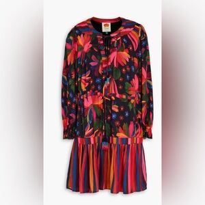 FARM Rio Black Banana Sky Pleated Mini Dress